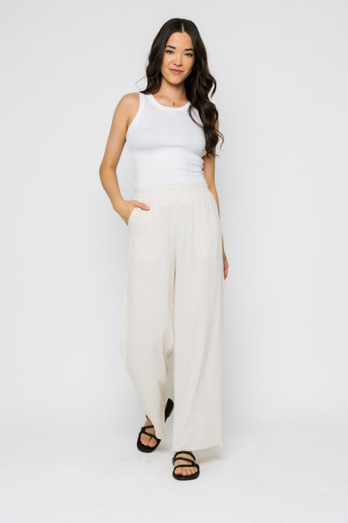 Stevie-Wide Leg Pull On Pant